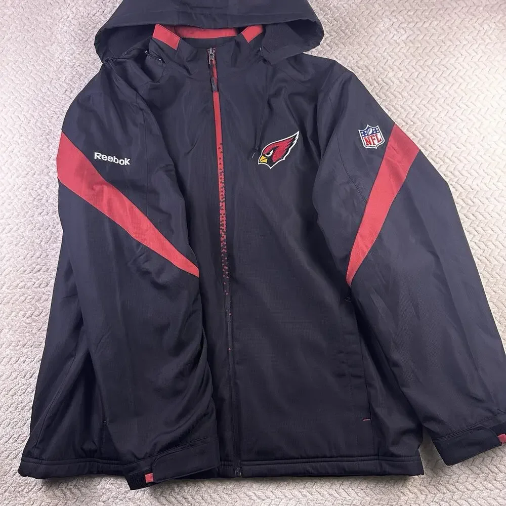 Reebok On‎ Field Arizona Cardinals Zip Up Jacket Size Large Removable Hood